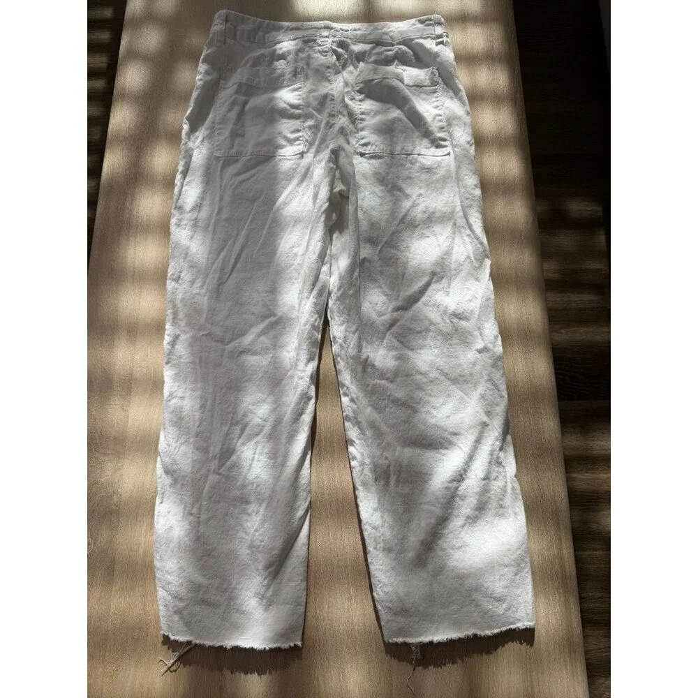 Frank & Eileen Kinsale Linen Blend White Italian Cropped Pants Size 10